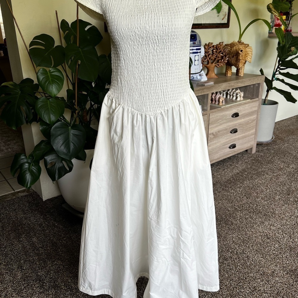Free People Cream Asymmetrical Tiered Sundress - Picture 3 of 6